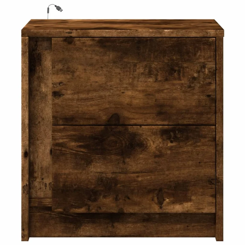 Lot de 2 tables de chevets avec tiroirs et LED 43 x 34 x 45 cm en bois d'ingénierie marron DEC032841