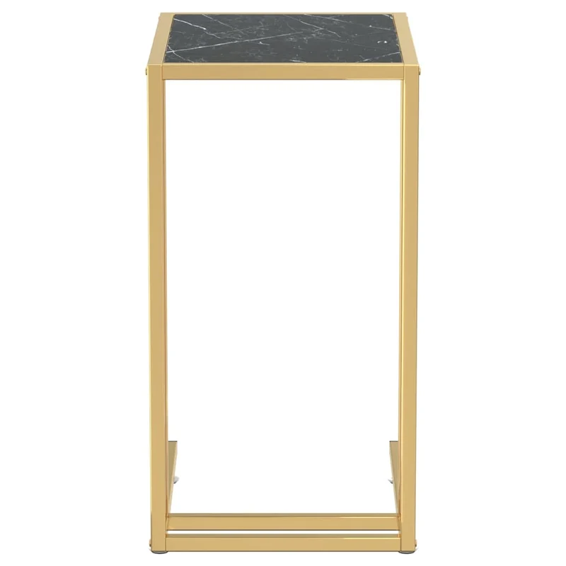 Table d'appoint table d'ordinateur bout de canapé 50 x 35 x 65 cm verre trempé aspect marbre noir et fer doré DEC032511