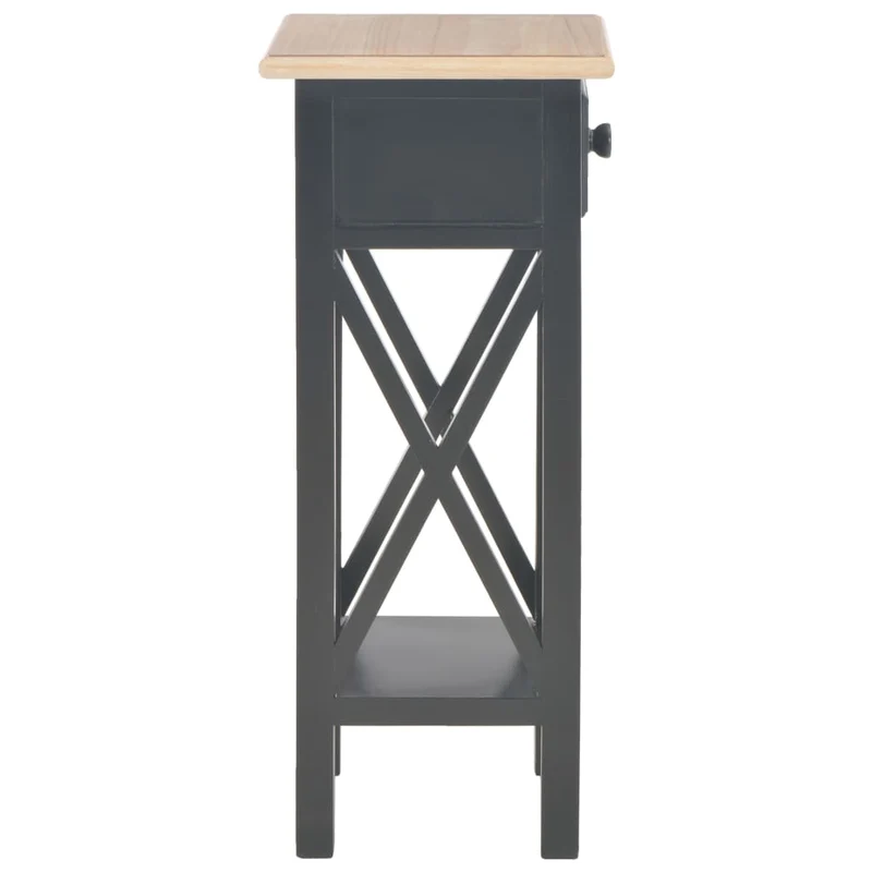 Table d'appoint bout de canapé avec tiroir 27 x 27 x 65,5 cm MDF + bois de pin noir DEC032475