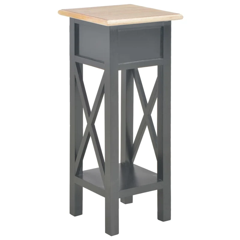 Table d'appoint bout de canapé avec tiroir 27 x 27 x 65,5 cm MDF + bois de pin noir DEC032475
