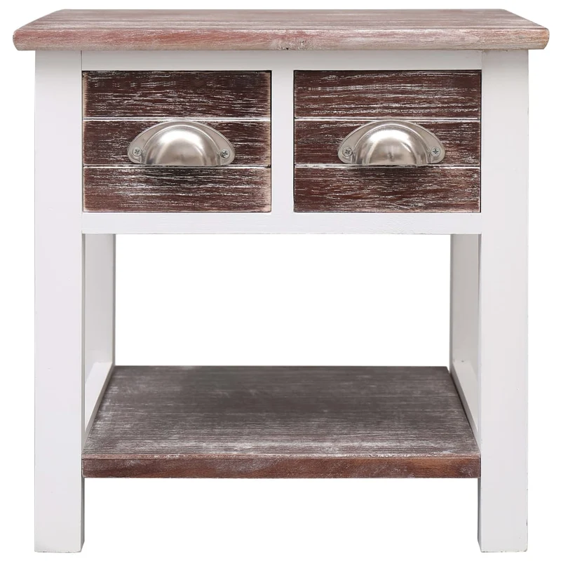 Table d'appoint chevet avec tiroir 40 x 40 x 40 cm bois de paulownia marron DEC032464
