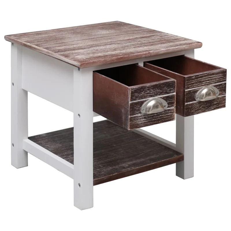 Table d'appoint chevet avec tiroir 40 x 40 x 40 cm bois de paulownia marron DEC032464