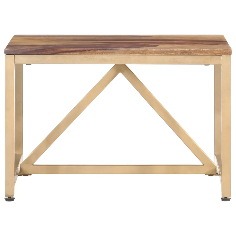 Table d'appoint meuble de salon 60 x 60 x 40 cm bois massif marron et acier DEC032319