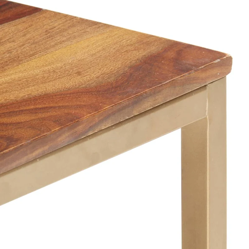 Table d'appoint meuble de salon 60 x 60 x 40 cm bois massif marron et acier DEC032319