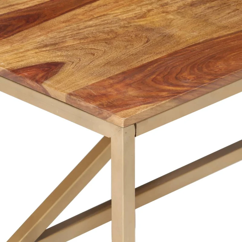 Table d'appoint meuble de salon 60 x 60 x 40 cm bois massif marron et acier DEC032319