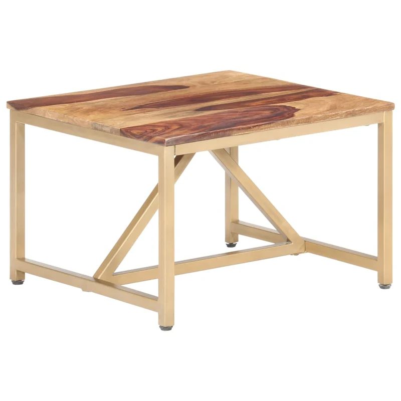 Table d'appoint meuble de salon 60 x 60 x 40 cm bois massif marron et acier DEC032319