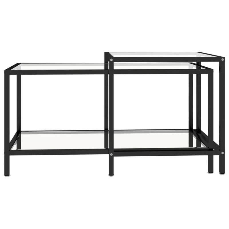 Lot de 2 tables basse tables d'appoint en verre trempé transparent et acier DEC032747