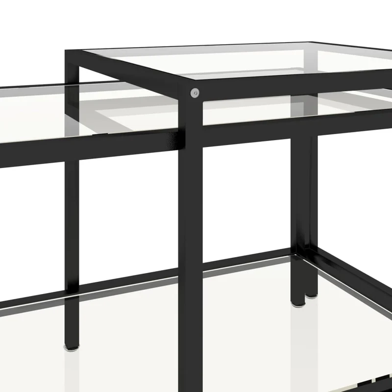 Lot de 2 tables basse tables d'appoint en verre trempé transparent et acier DEC032747