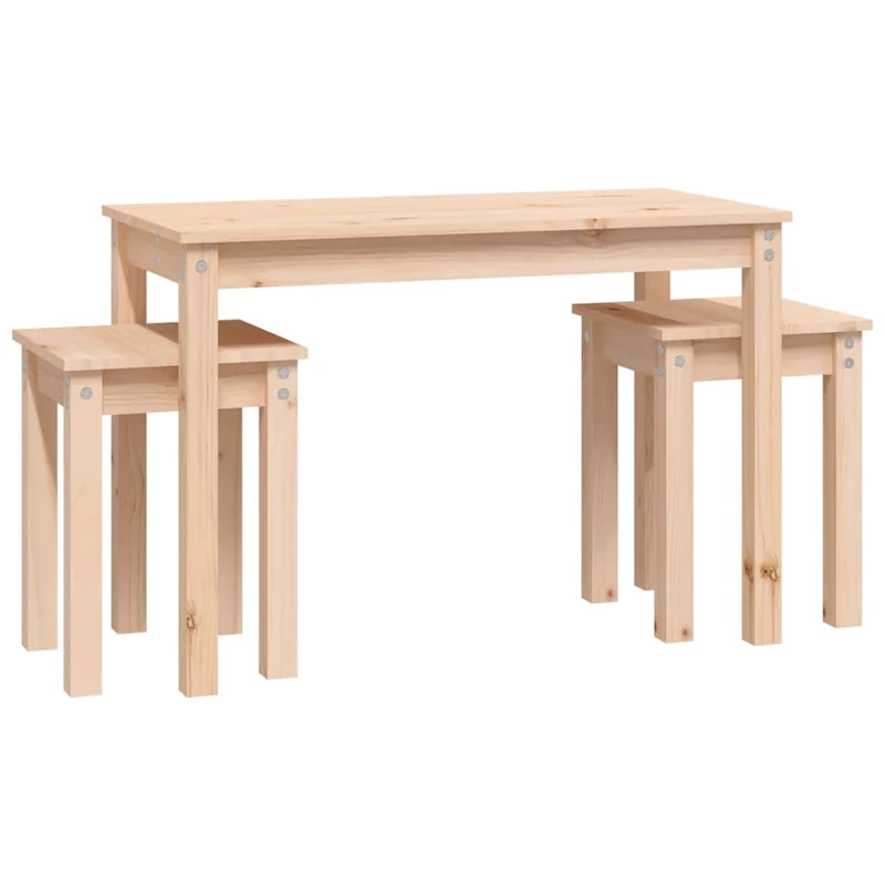 Lot de 3 tables d'appoint gigognes en bois de pin DEC032702