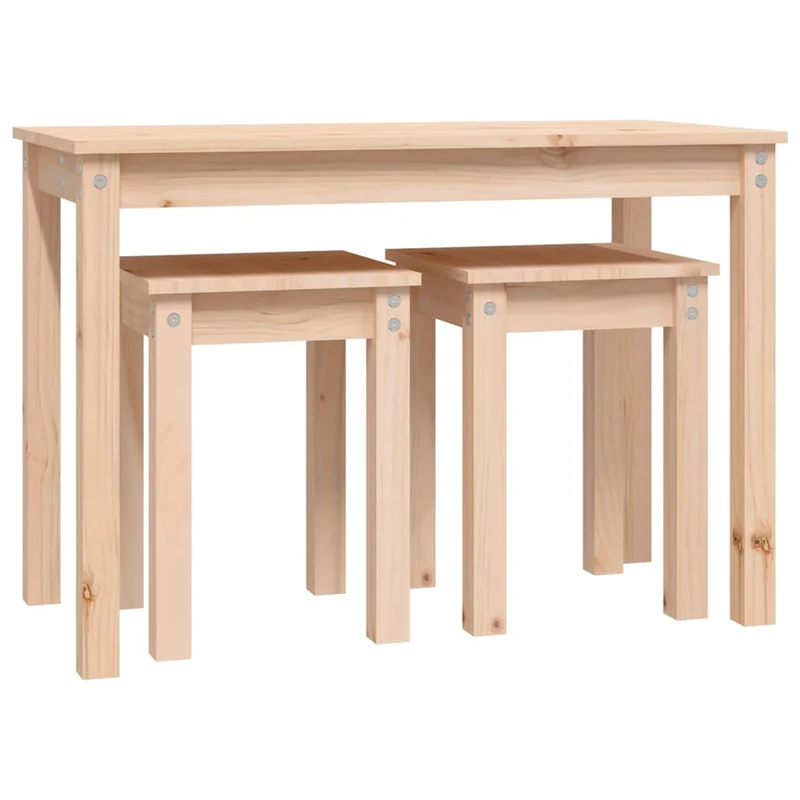 Lot de 3 tables d'appoint gigognes en bois de pin DEC032702