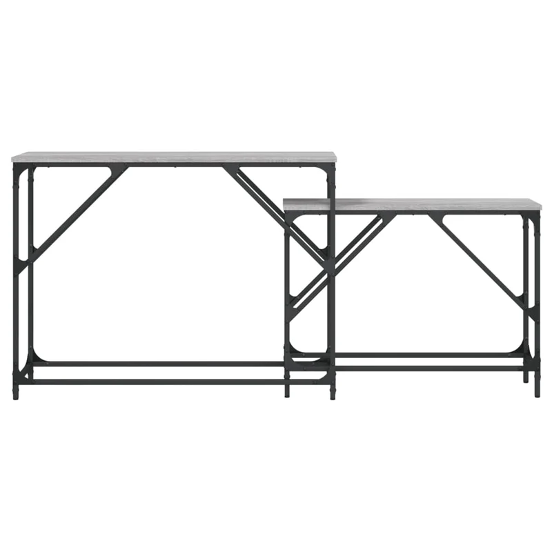 Lot de 2 tables d'appoint console en bois d'ingénierie gris DEC032605
