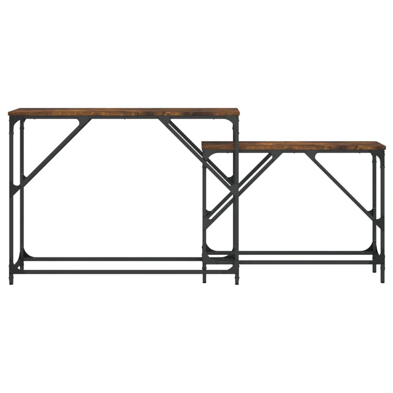 Lot de 2 tables console gigognes en bois d'ingénierie et métal DEC032601