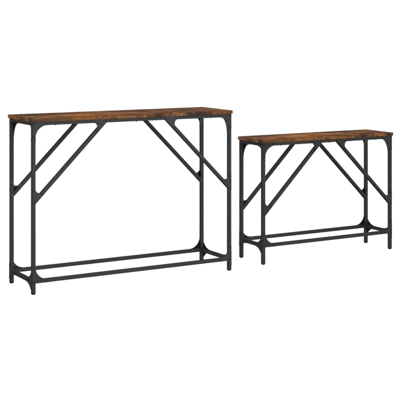 Lot de 2 tables console gigognes en bois d'ingénierie et métal DEC032601