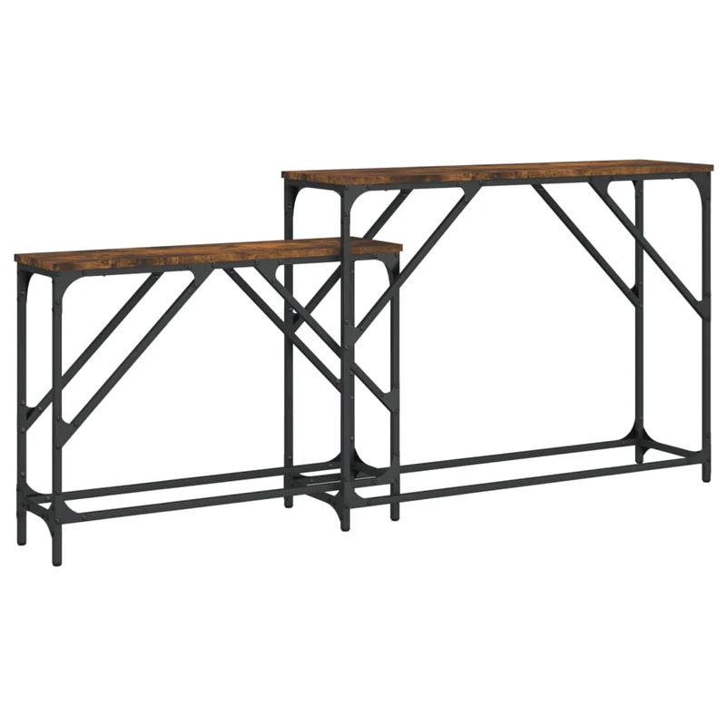 Lot de 2 tables console gigognes en bois d'ingénierie et métal DEC032601