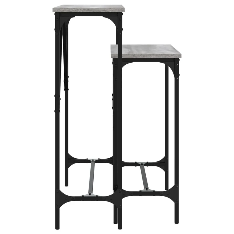 Lot de 2 tables d'appoint console en bois d'ingénierie gris et métal DEC032600