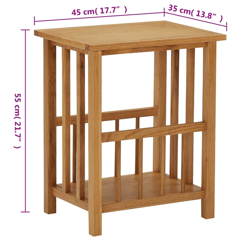 Porte revues table d'appoint 45 x 35 x 55 cm bois de chêne marron DEC032579