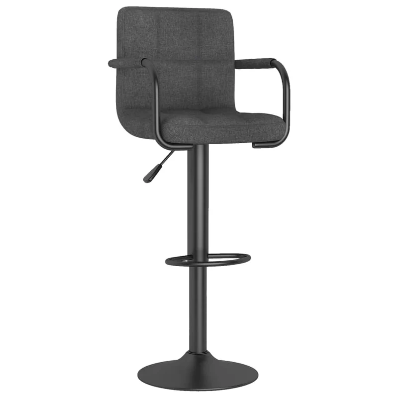 Lot de 2 tabourets de bar chaises hautes avec dossier et accoudoirs en tissu gris foncéet acier noir DEC029710