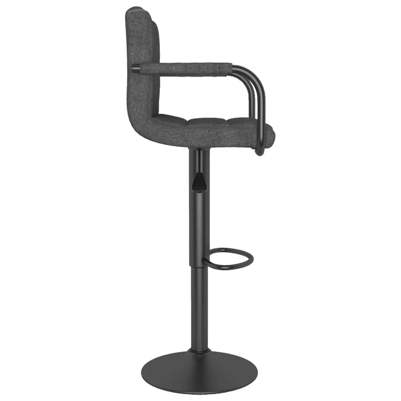 Lot de 2 tabourets de bar chaises hautes avec dossier et accoudoirs en tissu gris foncéet acier noir DEC029710