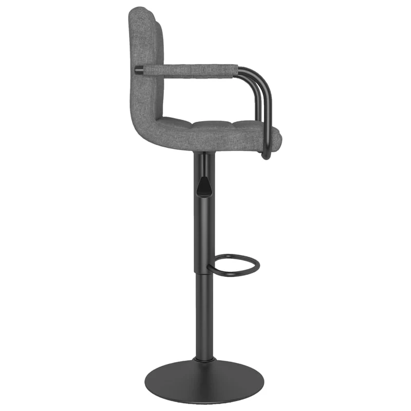 Lot de 2 tabourets de bar chaises hautes avec dossier et accoudoirs en tissu gris clair et acier DEC029679