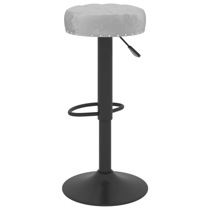 Lot de 2 tabourets de bar chaises hautes en velours gris avec boutons décoratifs et acier noir DEC029740