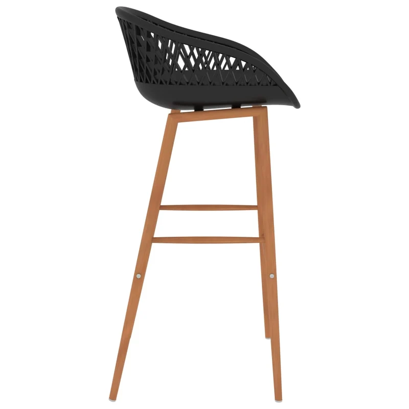 Lot de 4 tabourets de bar chaises haute en PP noir aspect de maille DEC029424