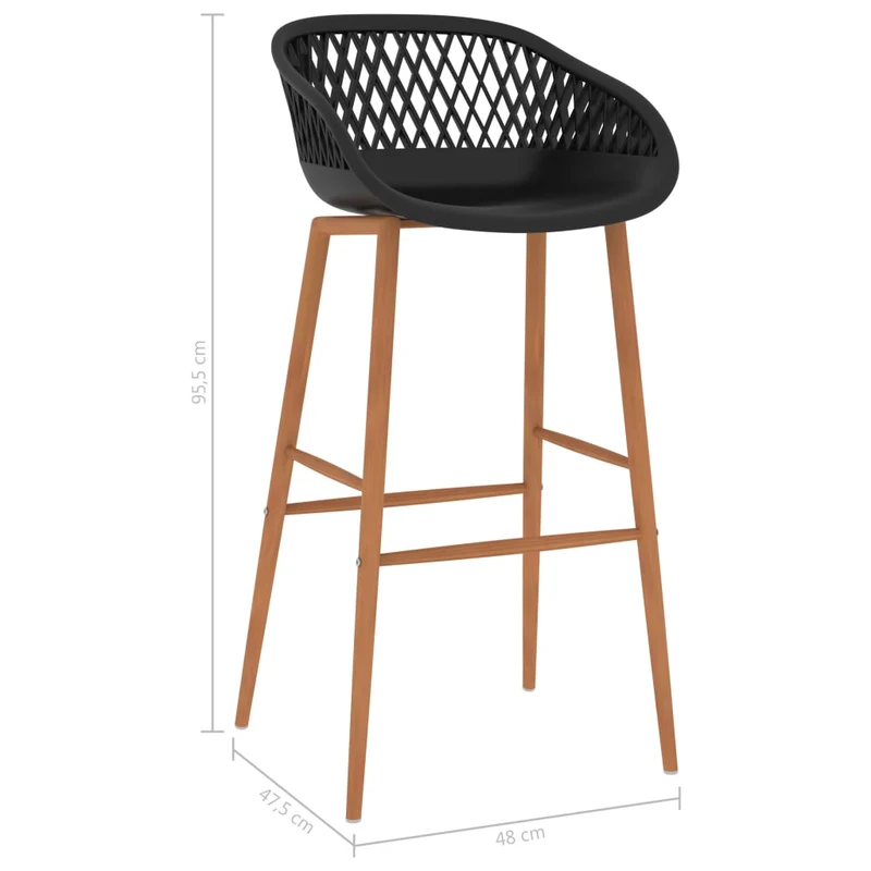 Lot de 4 tabourets de bar chaises haute en PP noir aspect de maille DEC029424