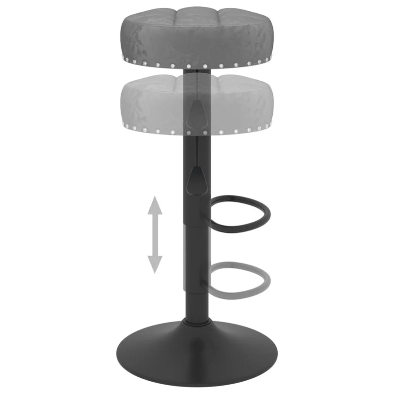Lot de 2 tabourets de bar chaises hautes en velours gris foncé avec boutons décoratifs et acier noir DEC029721