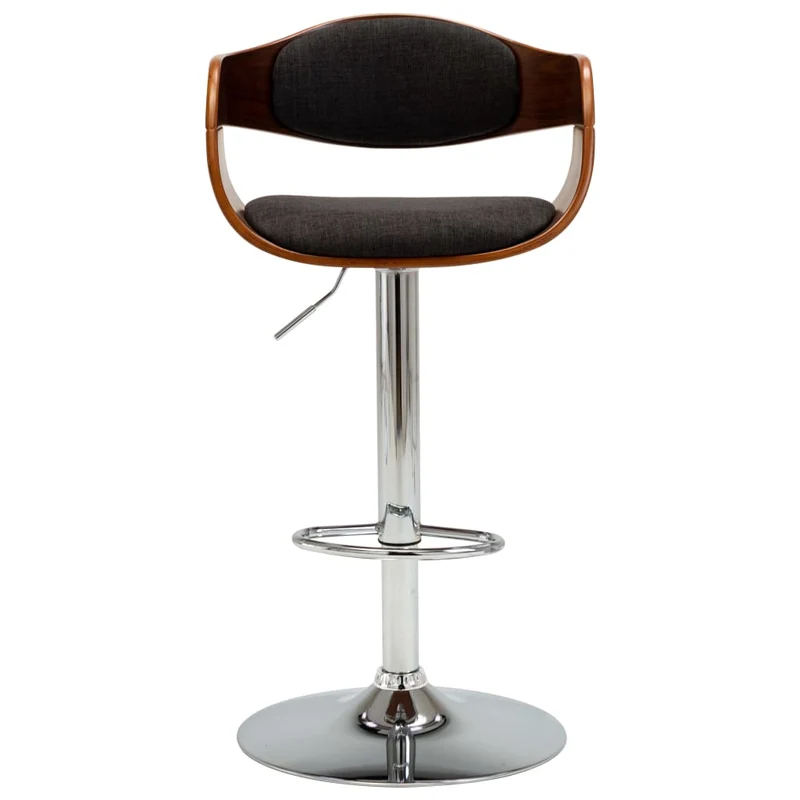 Tabouret de bar x1 chaise haute en bois courbé et tissu gris et métal DEC029471