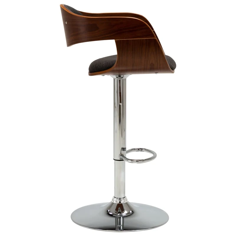 Tabouret de bar x1 chaise haute en bois courbé et tissu gris et métal DEC029471