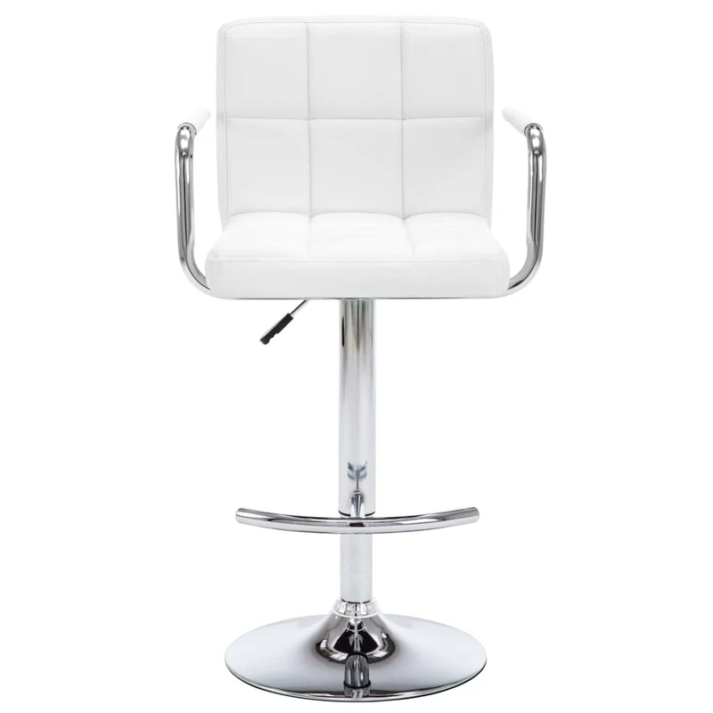 Lot de 2 tabourets de bar chaises hautes avec coutures carrées en PVC blanc et acier DEC029615