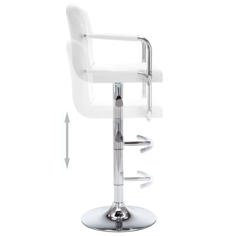 Lot de 2 tabourets de bar chaises hautes avec coutures carrées en PVC blanc et acier DEC029615