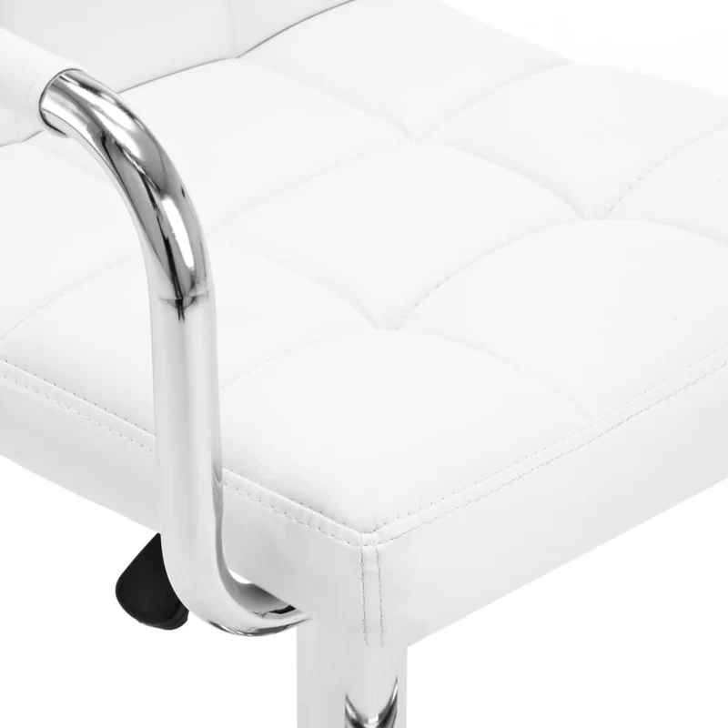 Lot de 2 tabourets de bar chaises hautes avec coutures carrées en PVC blanc et acier DEC029615
