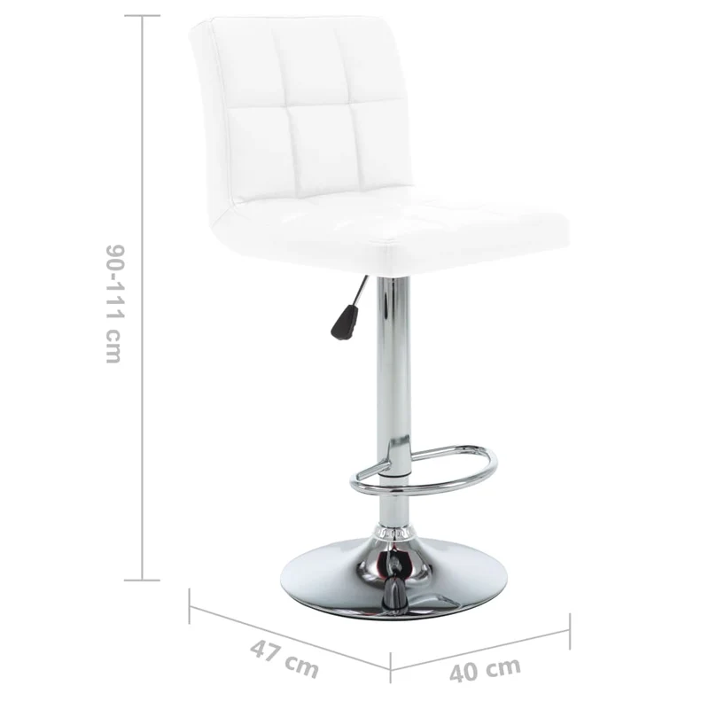 Lot de 2 tabourets de bar chaises hautes avec coutures carrées en PVC blanc DEC029612