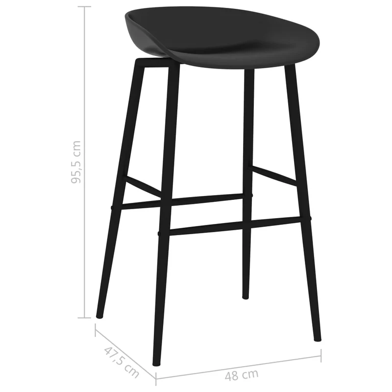 Tabourets de bar x4 chaises haute design simple en PP et métal noir DEC029423