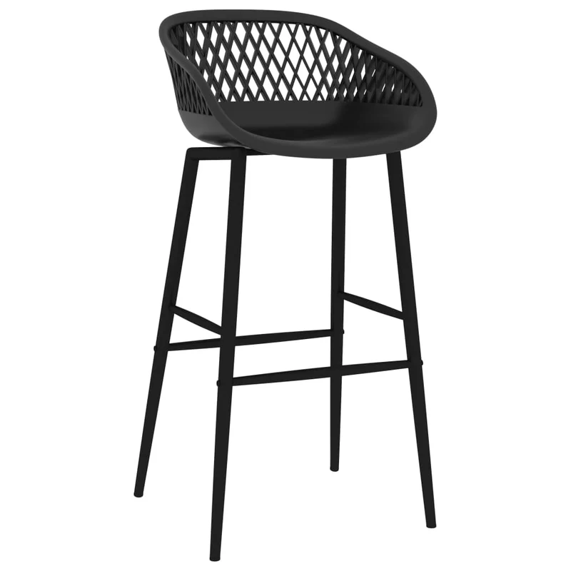 Tabourets de bar x4 chaises haute en PP et métal noir aspect de maille DEC029422