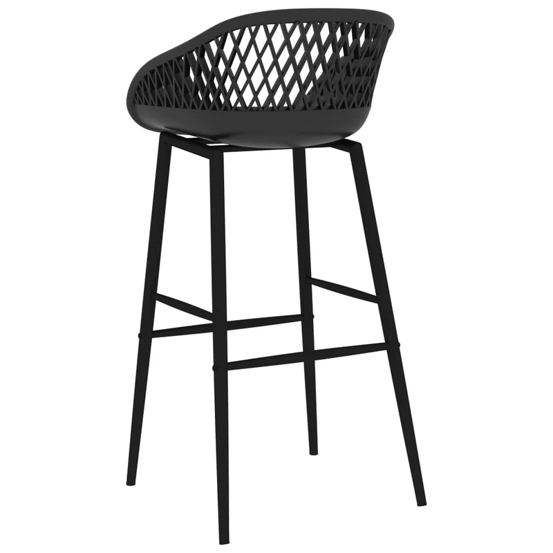 Tabourets de bar x4 chaises haute en PP et métal noir aspect de maille DEC029422