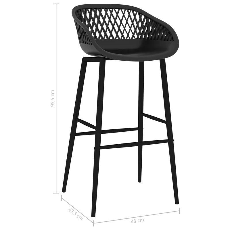 Tabourets de bar x4 chaises haute en PP et métal noir aspect de maille DEC029422