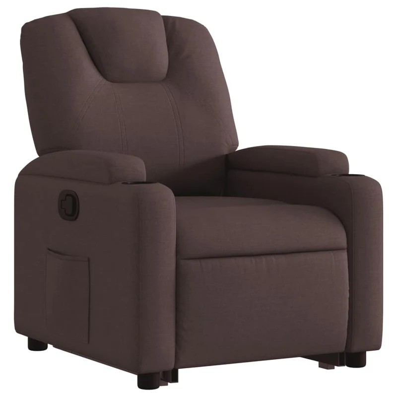 Fauteuil relax TV rembourrage confortable fonction de levage électrique en tissu marron foncé DEC028010