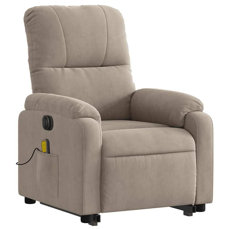 Fauteuil de relaxation fonction de levage électrique 6 points de massage en tissu taupe DEC027858