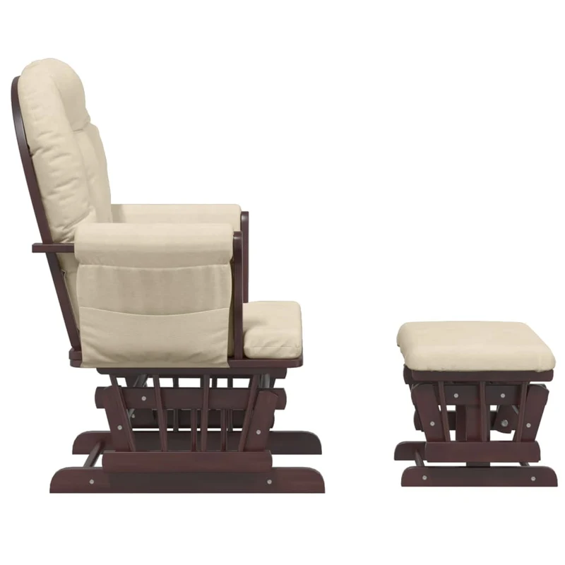 Fauteuil de relaxation chaise berçante d'allaitement avec repose-pieds en tissu crème DEC028734