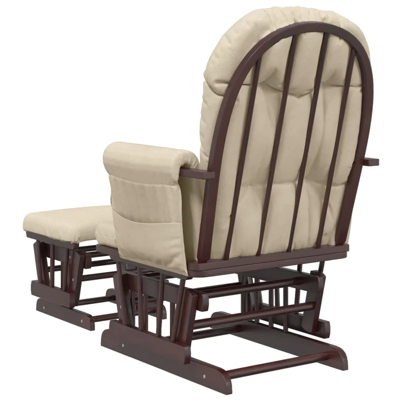 Fauteuil de relaxation chaise berçante d'allaitement avec repose-pieds en tissu crème DEC028734