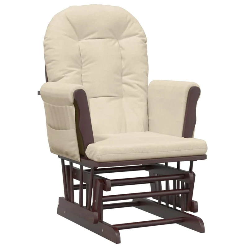 Fauteuil de relaxation chaise berçante d'allaitement avec repose-pieds en tissu crème DEC028734