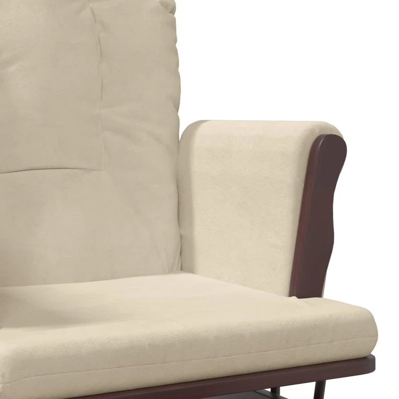 Fauteuil de relaxation chaise berçante d'allaitement avec repose-pieds en tissu crème DEC028734