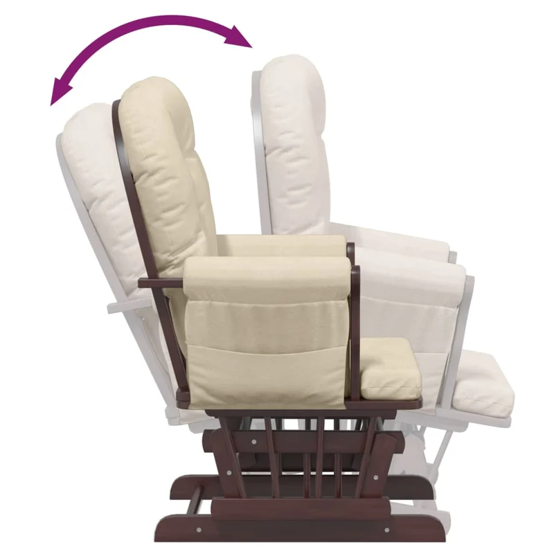 Fauteuil de relaxation chaise berçante d'allaitement avec repose-pieds en tissu crème DEC028734