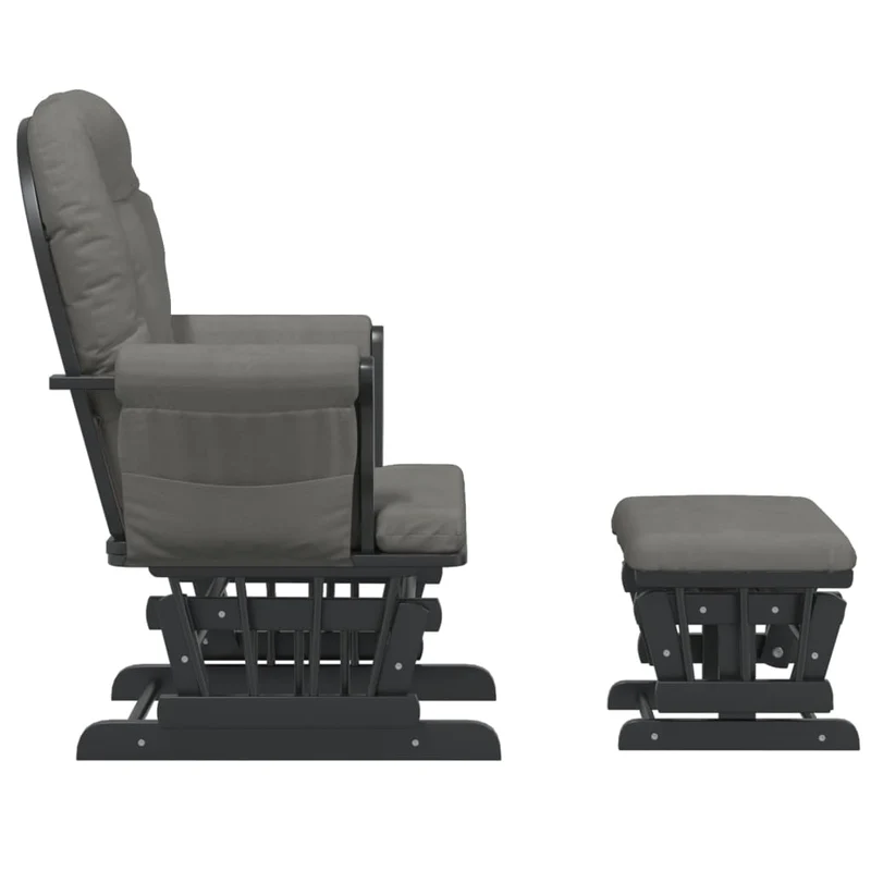Fauteuil de relaxation chaise berçante d'allaitement avec repose-pieds en tissu gris DEC028743