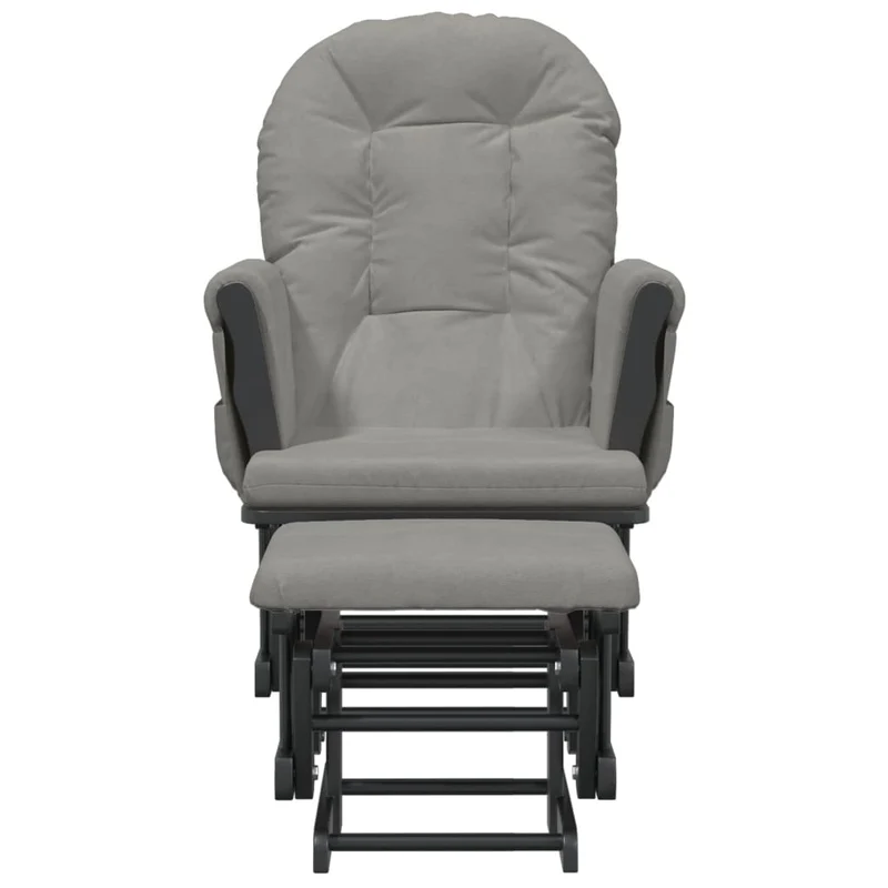 Fauteuil de relaxation chaise berçante d'allaitement avec repose-pieds en tissu gris DEC028739