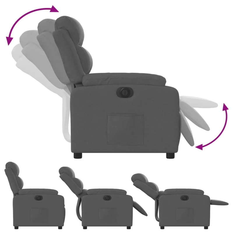 Fauteuil relax TV fonction d'inclinaison électrique très confortable en tissu gris DEC028344