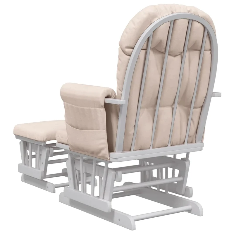 Fauteuil de relaxation chaise berçante d'allaitement avec repose-pieds tissu rose clair DEC028748