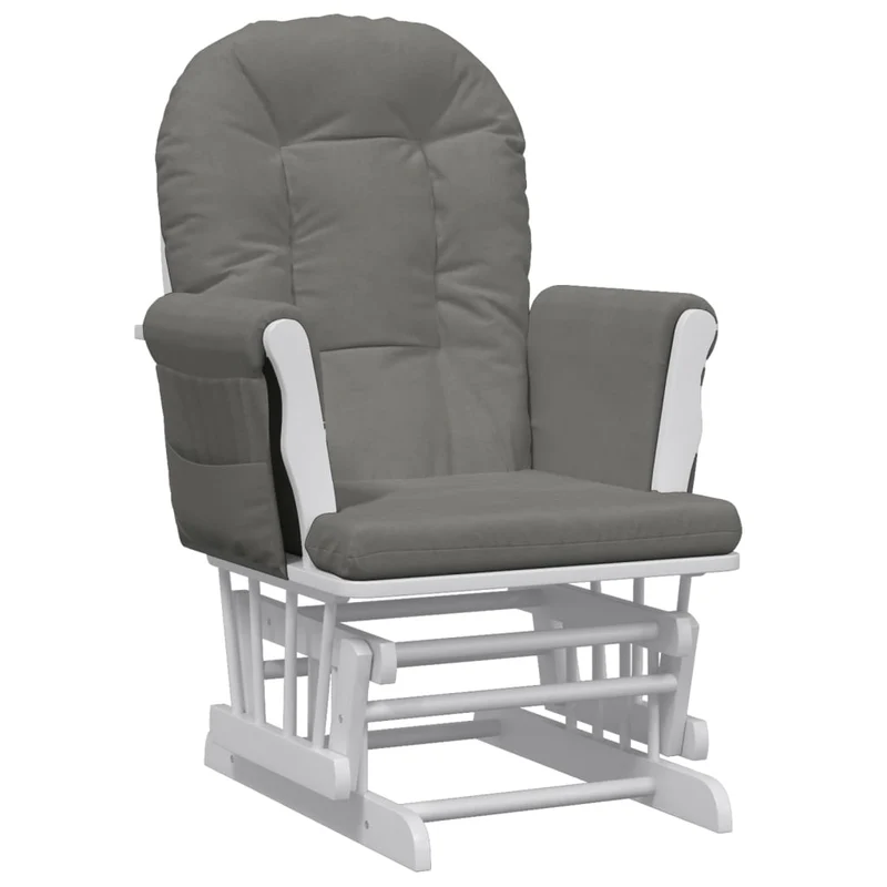 Fauteuil de relaxation chaise berçante d'allaitement avec repose-pieds et tissu gris foncé DEC028742