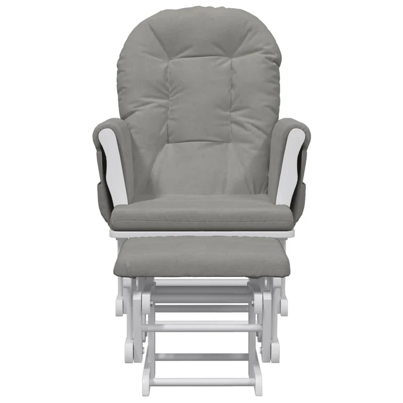 Fauteuil de relaxation chaise berçante d'allaitement avec repose-pieds et tissu gris clair DEC028738